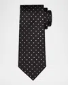 Tom Ford Men's Micro-dot Silk Tie In Black