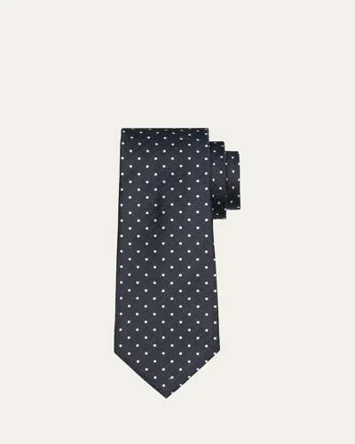 Tom Ford Men's Micro-dot Silk Tie In Blue