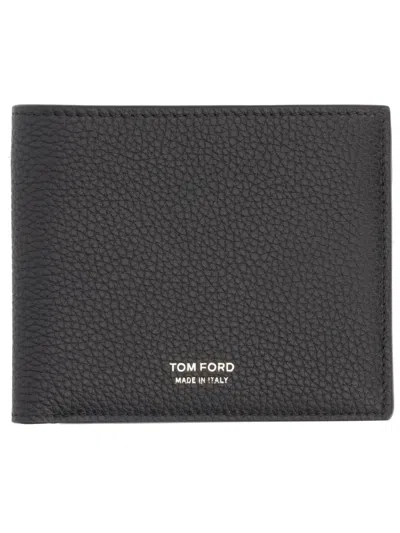 Tom Ford Men's Mini Leather Pouch Wallet, 9 Cm X 11 Cm X 2 Cm In Black