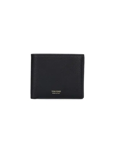 Tom Ford Men's Mini Leather Pouch Wallet, 9 Cm X 11 Cm X 2 Cm In Black