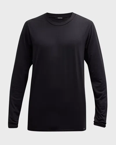 Tom Ford Men's Modal-stretch Crewneck T-shirt In Black