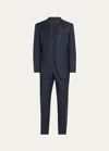 Tom Ford Shelton-fit Single-breasted Sharkskin Wool Suit In Dark Blue