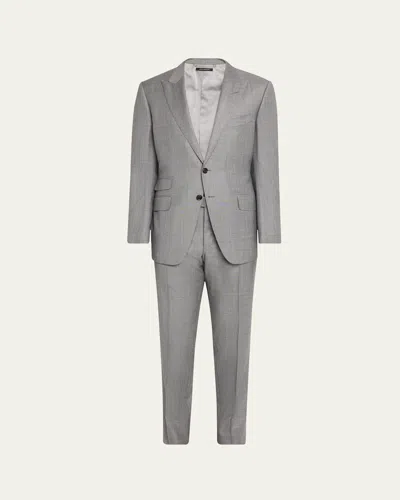Tom Ford Men's Modern Fit Sharkskin Suit In Light Grey