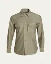 Tom Ford Men's Moleskin Casual Button-down Shirt In Army Green