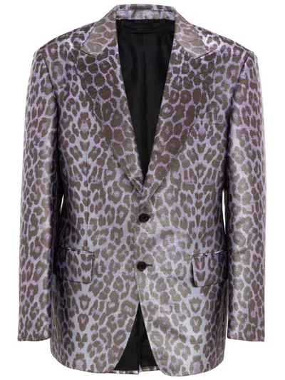 Tom Ford Purple Men's Single-breasted Jacket  In Viola