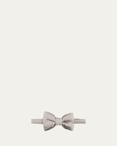Tom Ford Men's Mulberry Silk Bow Tie In Silver