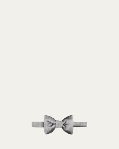 Tom Ford Men's Mulberry Silk Bow Tie In Silver
