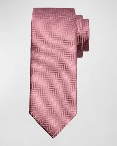 Tom Ford Men's Mulberry Silk Chevron Tie In Pink