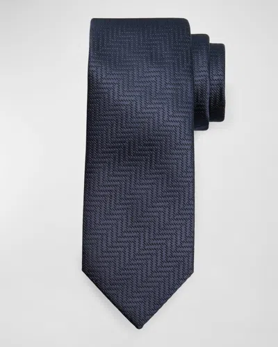 Tom Ford Men's Mulberry Silk Chevron Tie In Blue