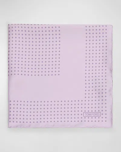 Tom Ford Men's Mulberry Silk Polka Dot-print Pocket Square In Lilac