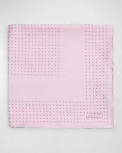 Tom Ford Men's Mulberry Silk Polka Dot-print Pocket Square In Rosebloom