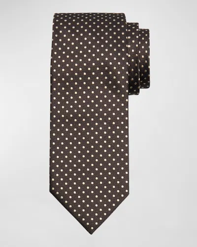Tom Ford Men's Mulberry Silk Polka Dot Tie In Chocolate