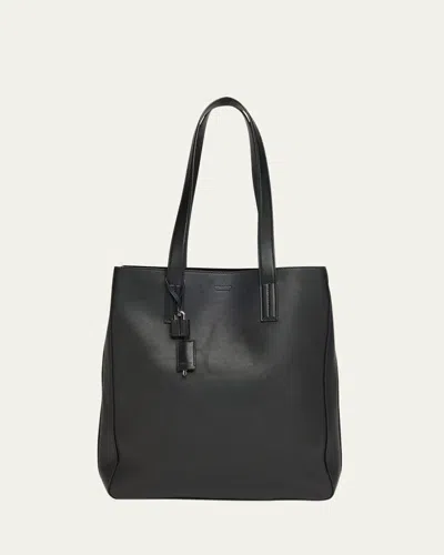 Tom Ford Men's Natural Leather North-south Tote Bag In Black