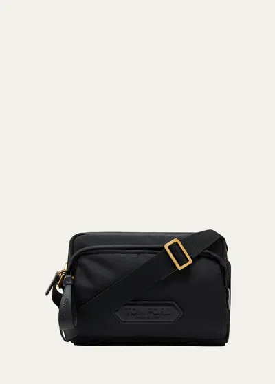 Tom Ford Men's Nylon Mini Messenger Crossbody Bag In Black