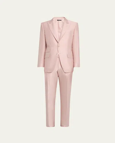Tom Ford Men's O'connor Iridescent Twill Suit In Pink