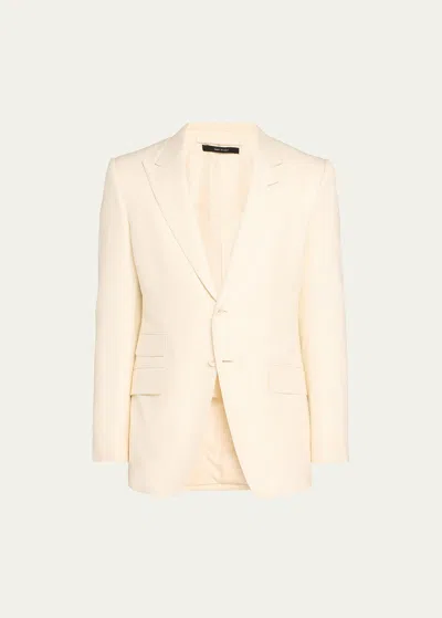 Tom Ford Men's O'connor Textured Silk Dinner Jacket In Neutral