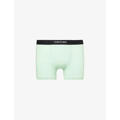 Tom Ford Mens Pale Mint Logo-waistband Stretch-cotton Boxers