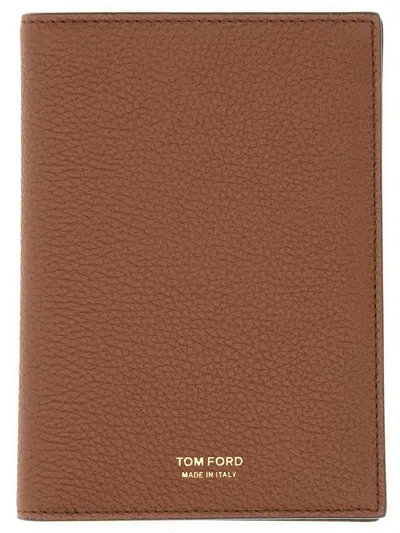 Tom Ford Textured Finish Bi-fold Wallet In Brown