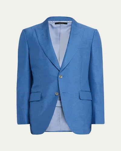 Tom Ford Men's Peak Lapel Single-breasted Sport Coat In Blue/black