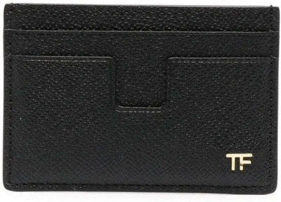 Tom Ford Logo-plaque Leather Cardholder In Black