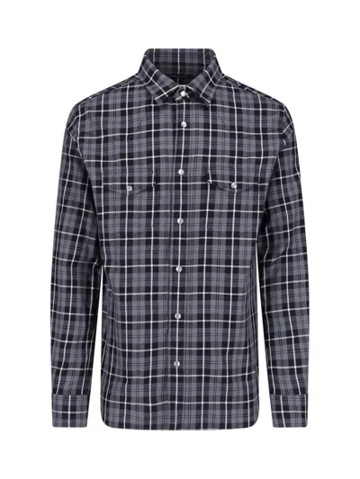 Tom Ford Plaid Dual Chest Pocket Button-down Shirt In Blue