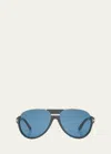 Tom Ford Men's Dimitry Polarized Acetate Sunglasses In Shiny Grey Shiny