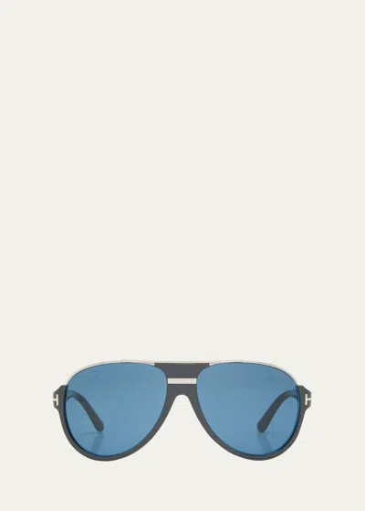 Tom Ford Men's Polarized Acetate Sunglasses In Shiny Grey Shiny