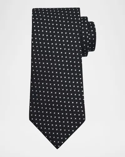 Tom Ford Men's Polka Dot Silk Tie In Black