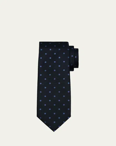 Tom Ford Men's Polka Dot Silk Tie In Ink Blue