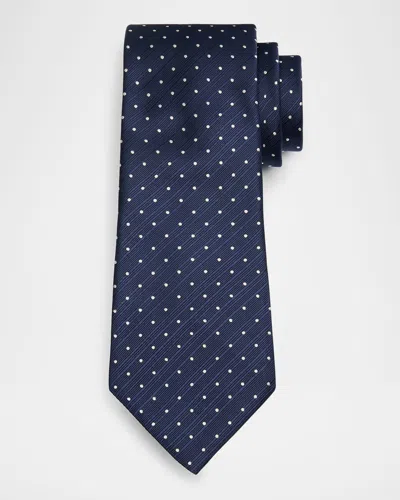 Tom Ford Men's Polka Dot Silk Tie In Blue