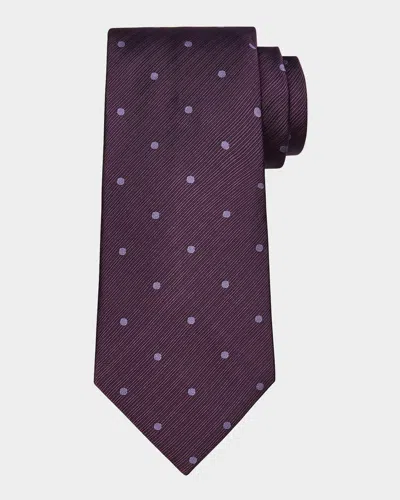 Tom Ford Men's Polka Dot Textured Stripe Silk Tie In Purple