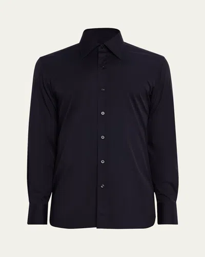 Tom Ford Men's Poplin Point-collar Dress Shirt In Navy