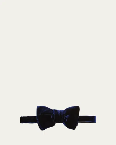 Tom Ford Men's Pre-tied Velvet Bow Tie In Blue