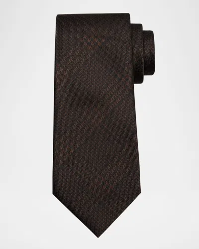 Tom Ford Men's Prince Of Wales Silk Tie In Chocolate
