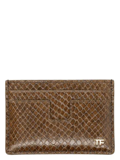 TOM FORD MEN'S PRINTED PYTHON CARDHOLDER