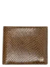 Tom Ford Printed Python Classic Bifold Wallet In Oak Beige