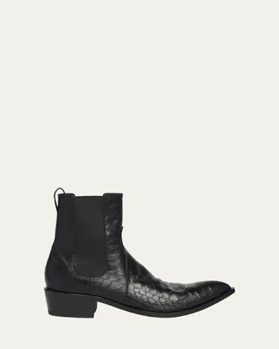 Tom Ford Python-effect Leather Chelsea Boots In Black