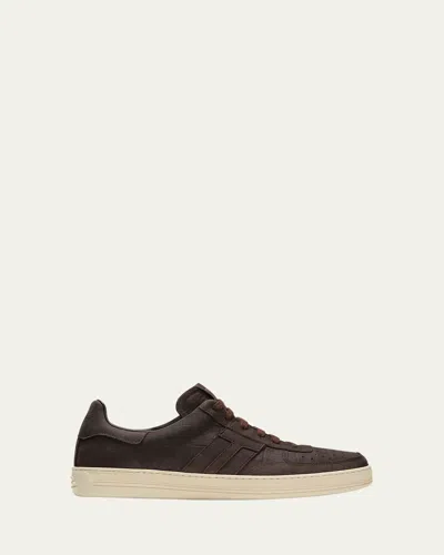 Tom Ford Radcliffe Crocodile-effect Leather Sneakers In Brown