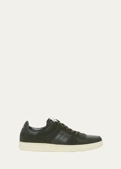 Tom Ford Men's Radcliffe Leather And Suede Sneakers In Forest Green