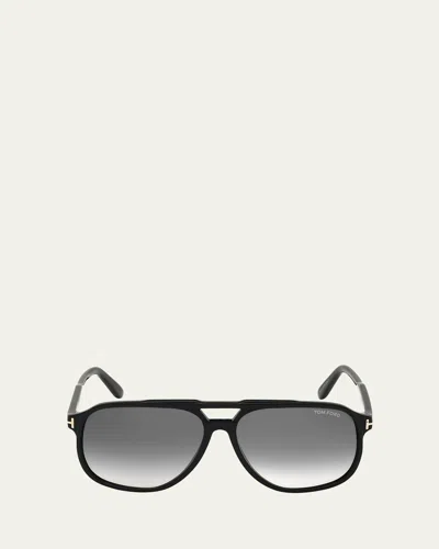 Tom Ford Men's Raoul Gradient Aviator Sunglasses In Black