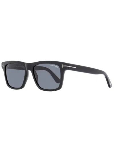 Tom Ford Men's Rectangular Sunglasses Tf906n Buckley-02 01a Black 56mm In Black/smoke