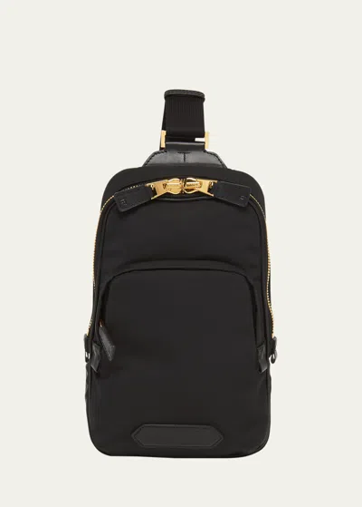 Tom Ford Small Grain Calf Smooth Calf Leather Buckley Sling Backpack In Black