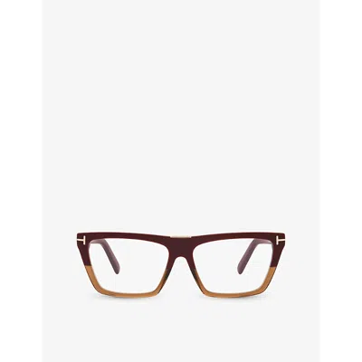 Tom Ford Mens Red Ft5912-b Square-frame Acetate Glasses