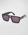 Tom Ford Redford 56mm Navigator Sunglasses In Shiny Black