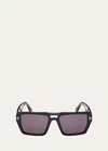 Tom Ford Redford 56mm Navigator Sunglasses In Shiny Black