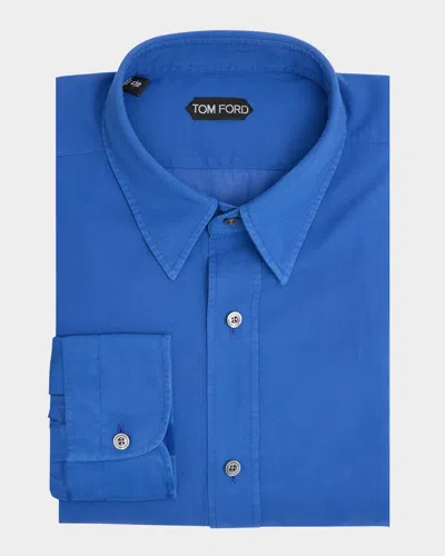 Tom Ford Men's Refined Cotton Voile Fluid-fit Shirt In Gold