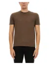 Tom Ford Regular Fit T-shirt In Lyocell And Cotton In Brown