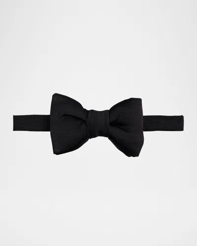 Tom Ford Men's Rib Textured Silk Bow Tie In Black