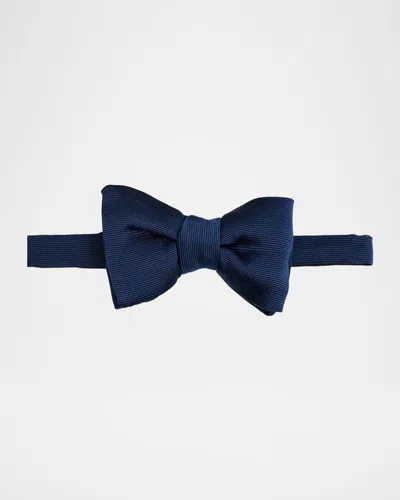 Tom Ford Men's Rib Textured Silk Bow Tie In Blue