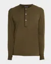 Tom Ford Ribbed Henley T-shirt In Brown